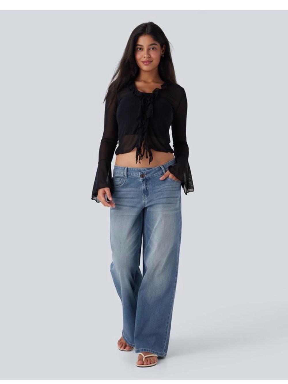 HALARA Light Blue Wide-Leg Jeans for Women